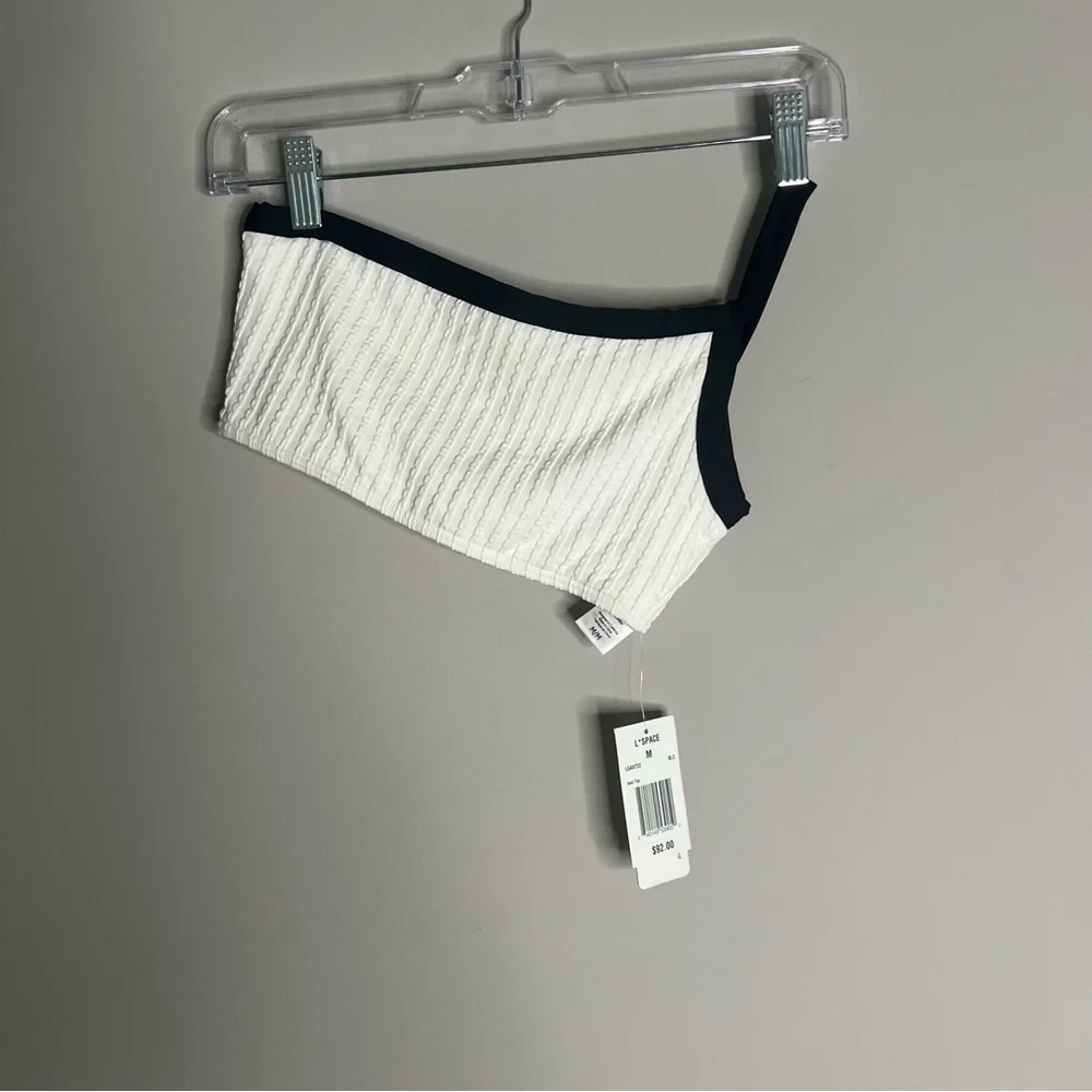 NEW L*SPACE Axel Swimsuit Bikini Top Black Ivory Women's Size Medium